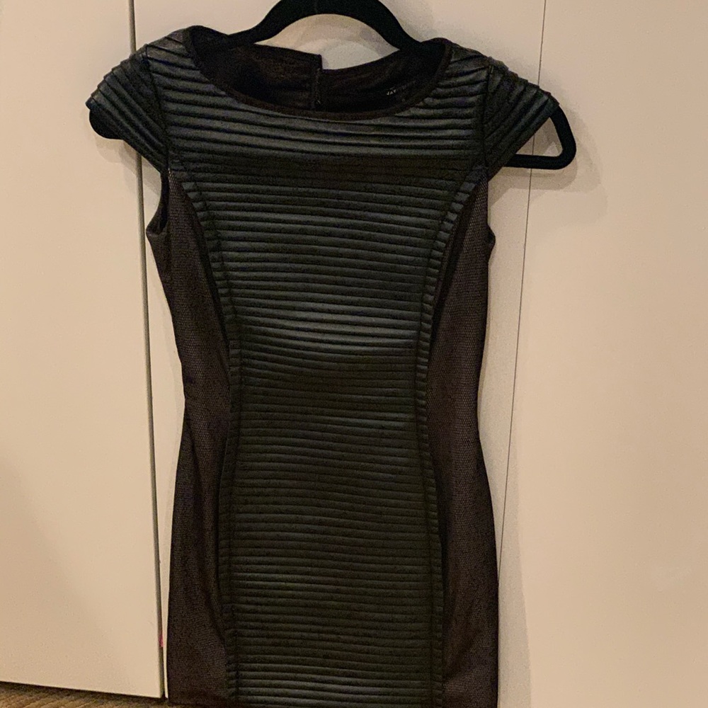 Jay Godfrey Vegan Leather Dress with Mesh Inset